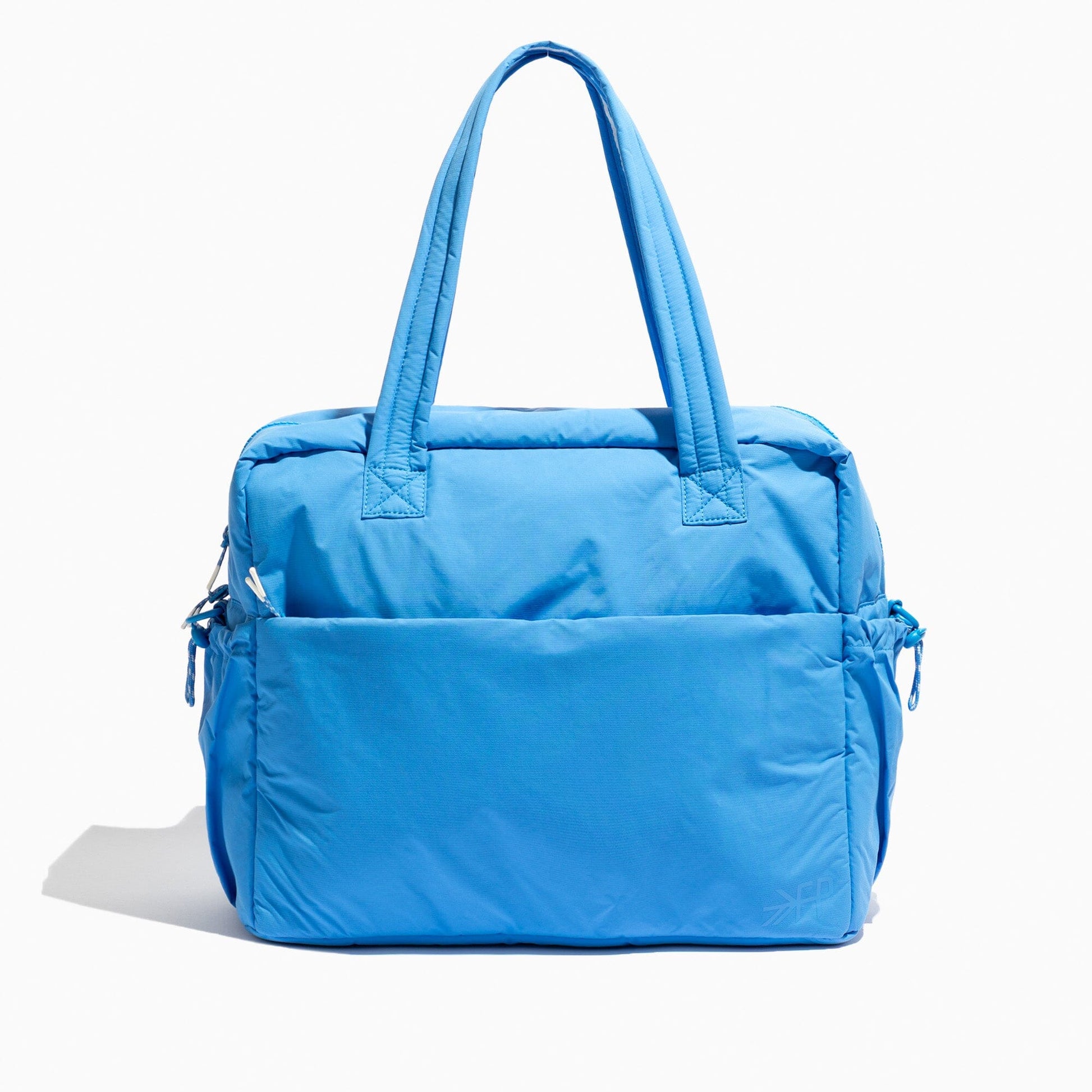 Front view of a blue Wave Motion Overnight Duffle bag.