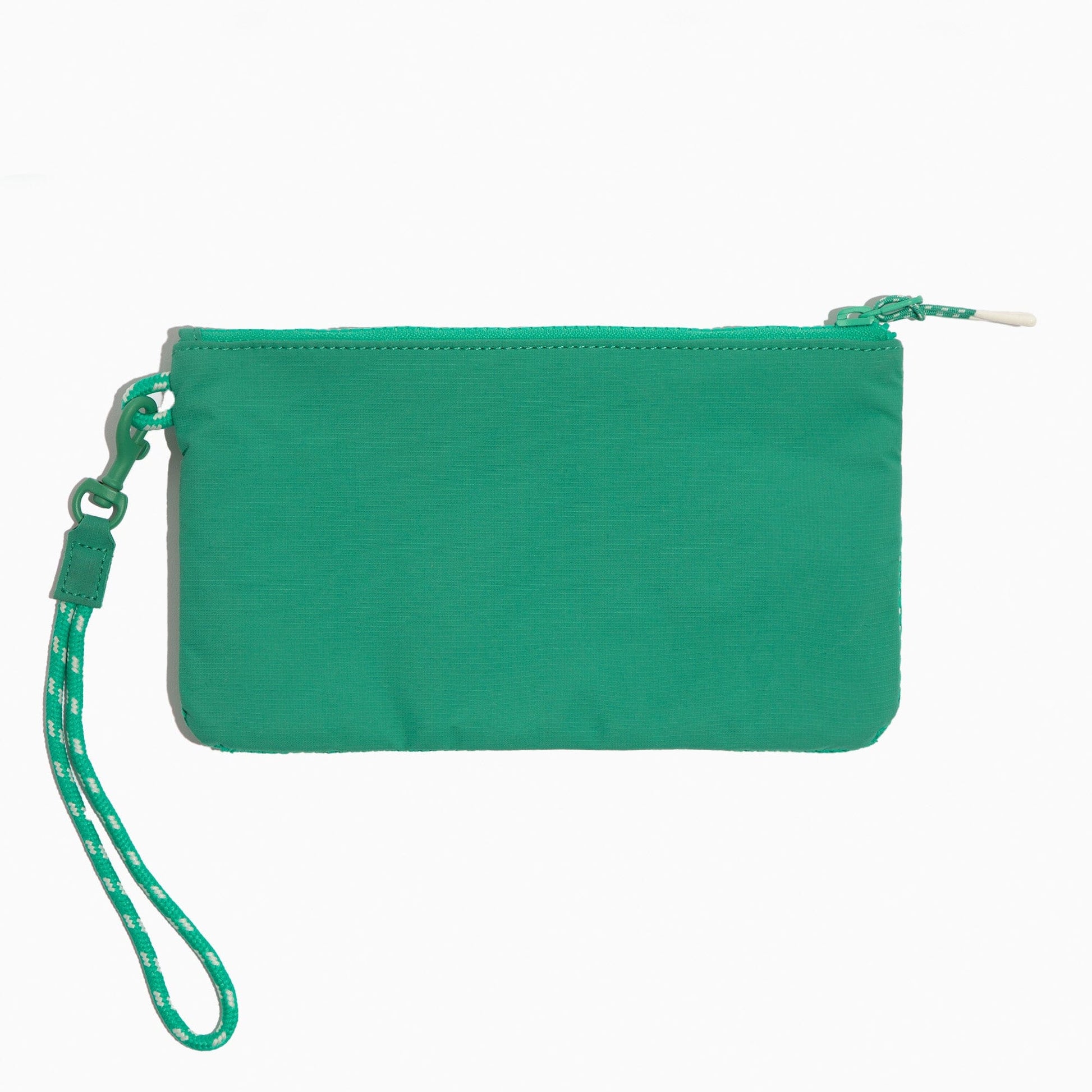Back view of the green Kelly Motion Wristlet Pouch with wrist strap.