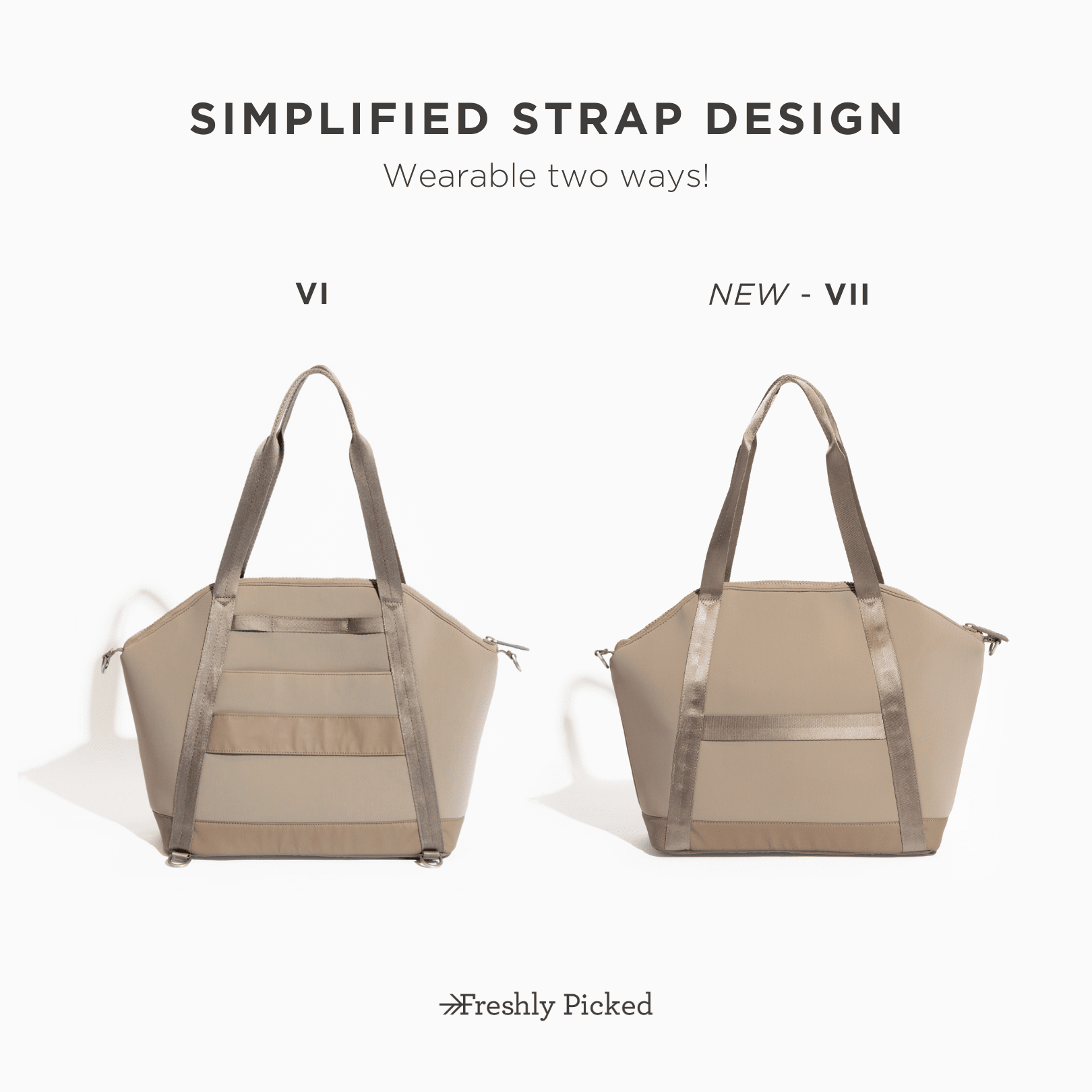 Aspen Seoul Tote bag, simplified strap design comparison