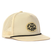 Cream Apex snapback hat with black accent visor and 'Drive Hard Live Fast' logo.