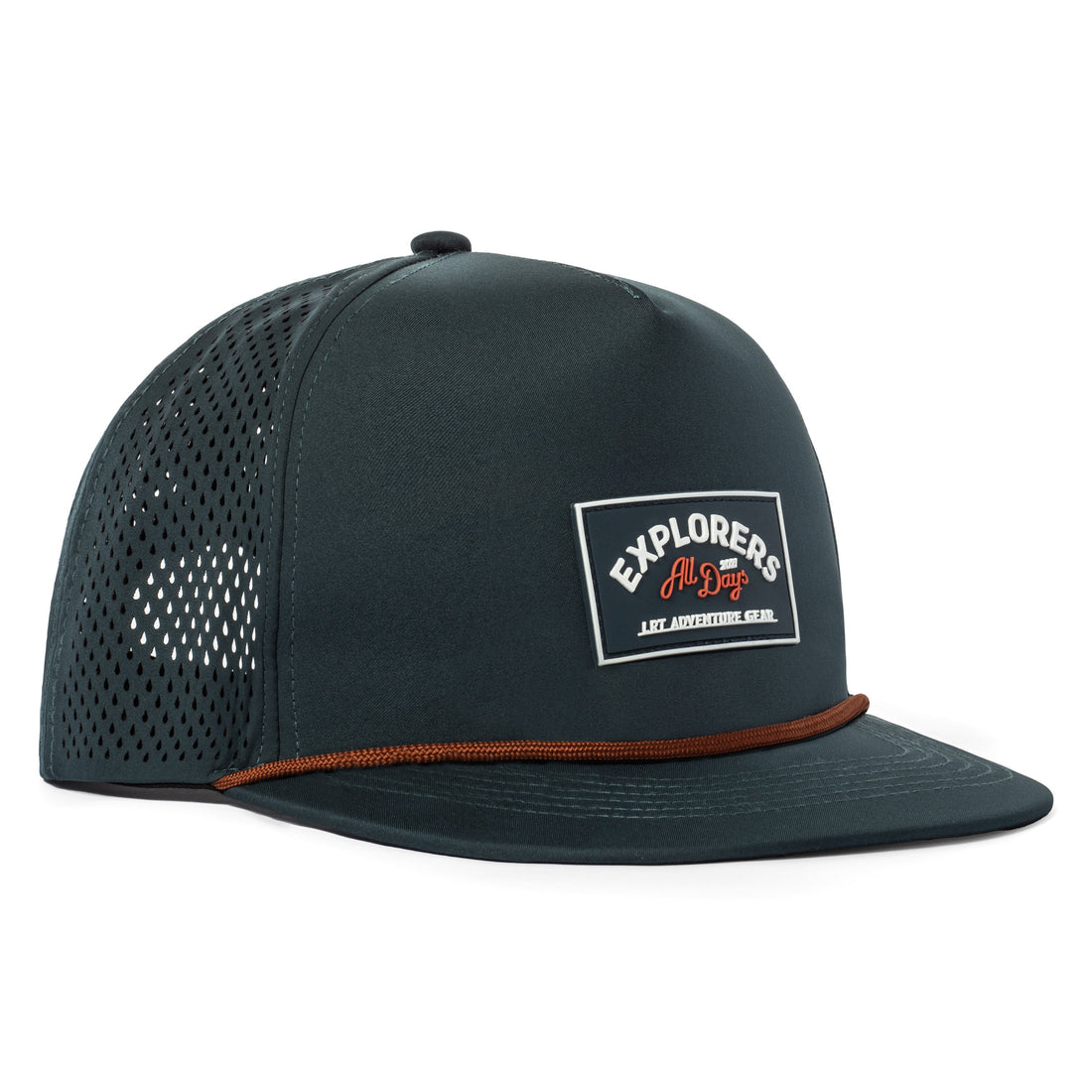 Juniper Green Waterproof Explorer Snapback Hat with laser-cut tear drops.