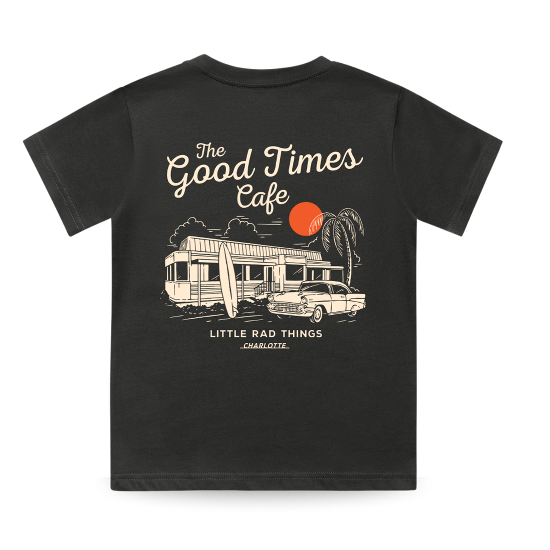 Back of The Good Times Cafe Tee featuring a vintage-style graphic print.