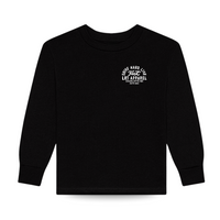 Back of Apex black long sleeve tee with 'Drive Hard Live Fast' graphic.