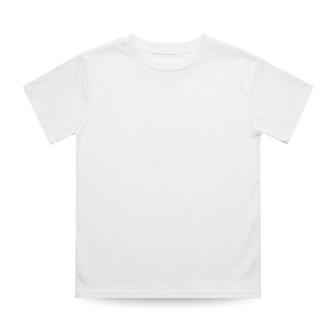 RAD Organics white cotton tee, classic crew neck style.