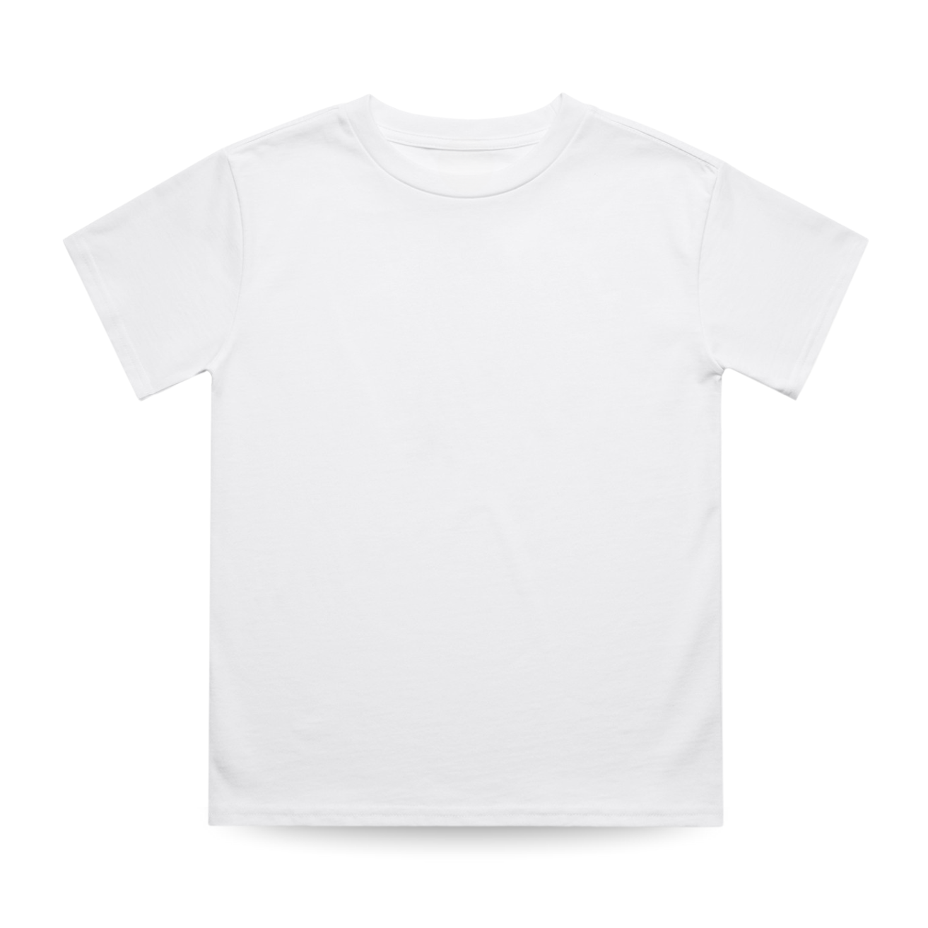 RAD Organics white cotton tee, classic crew neck style.