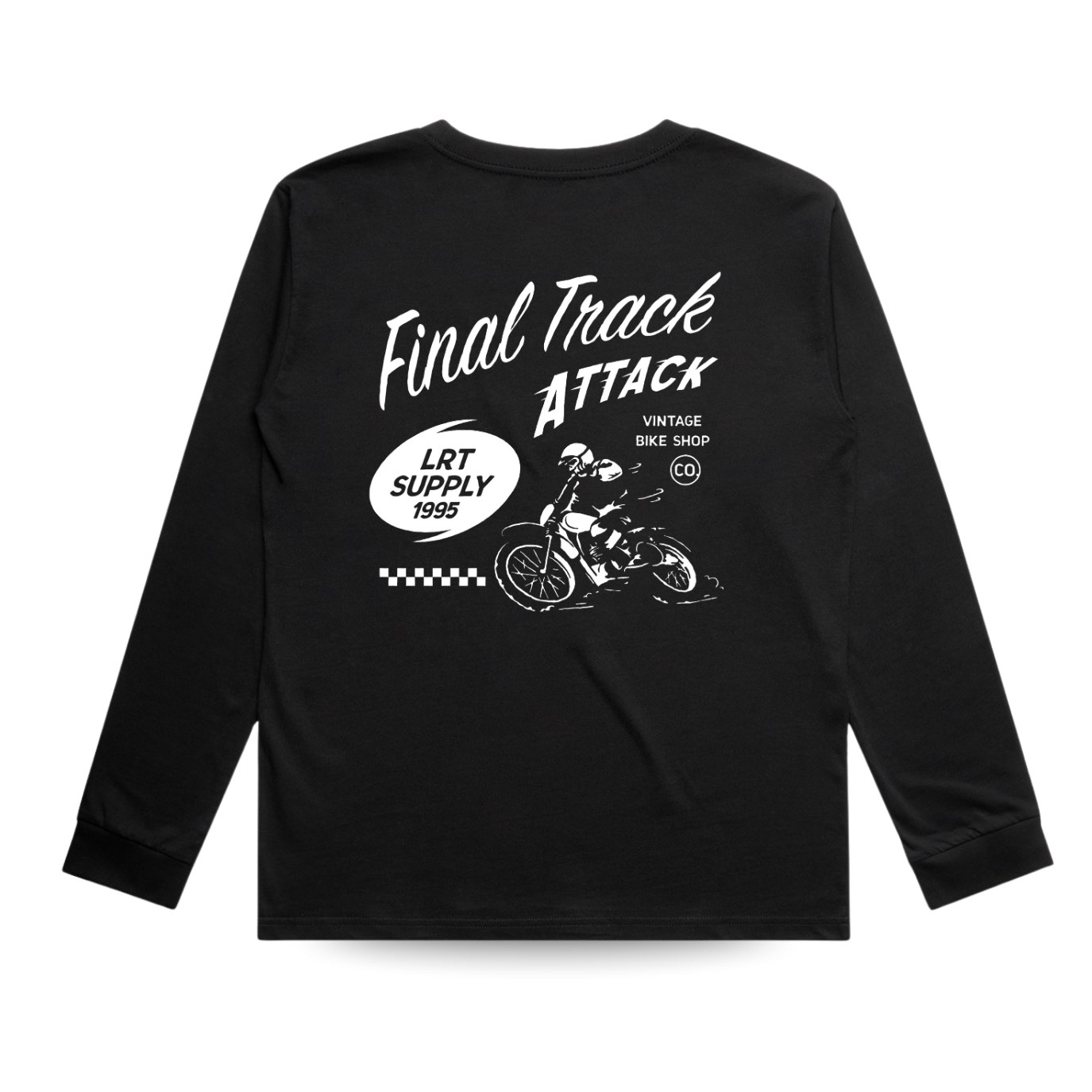 Final Track Attack black long sleeve tee shirt back graphic