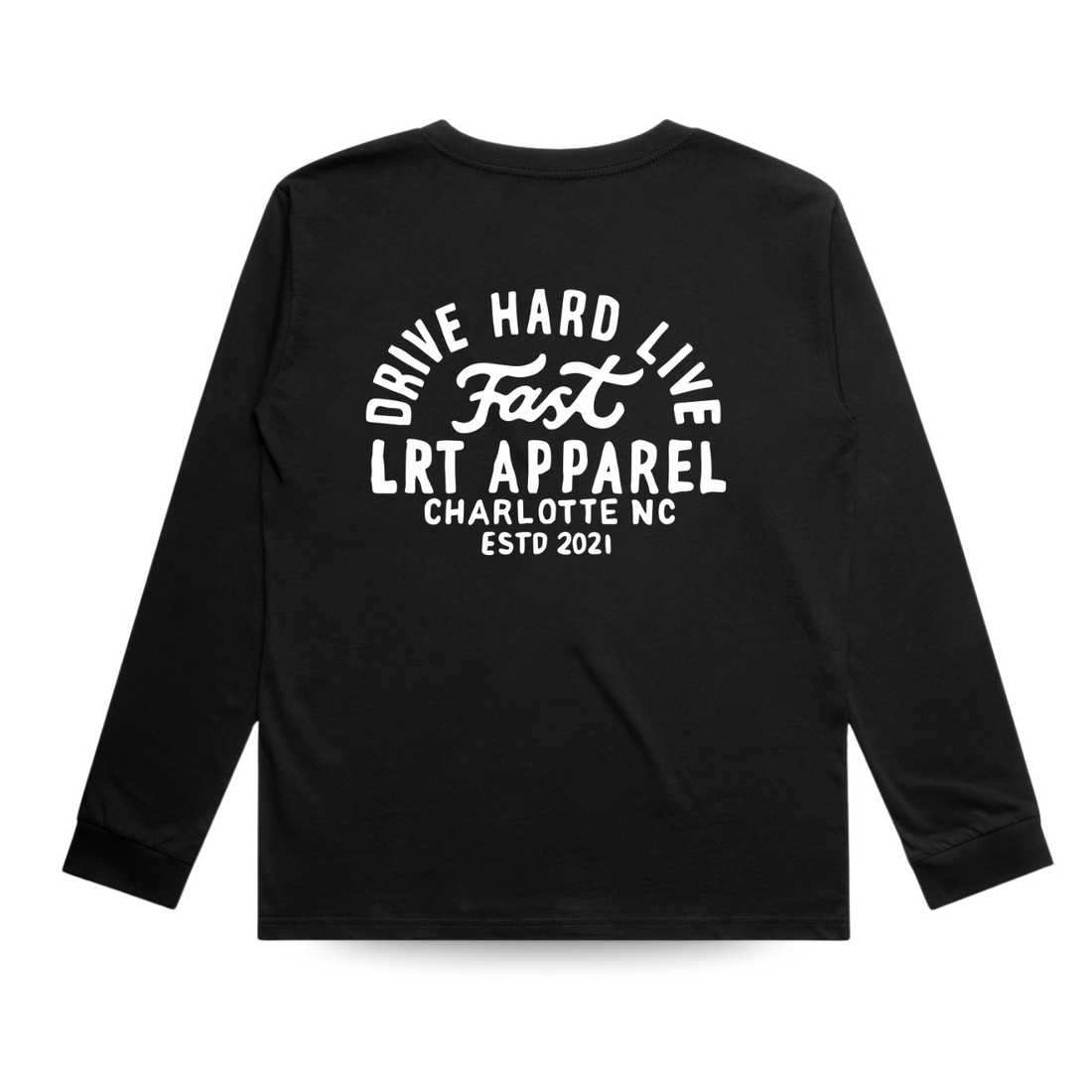 Toddler in Apex black long sleeve tee with Ocean Cubs design.