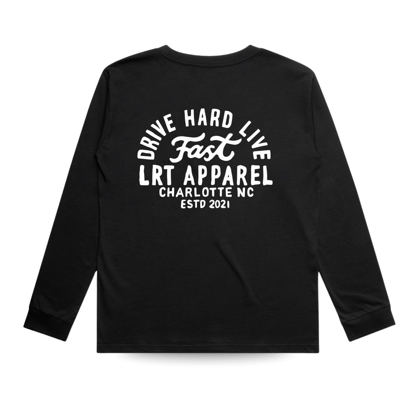 Toddler in Apex black long sleeve tee with Ocean Cubs design.