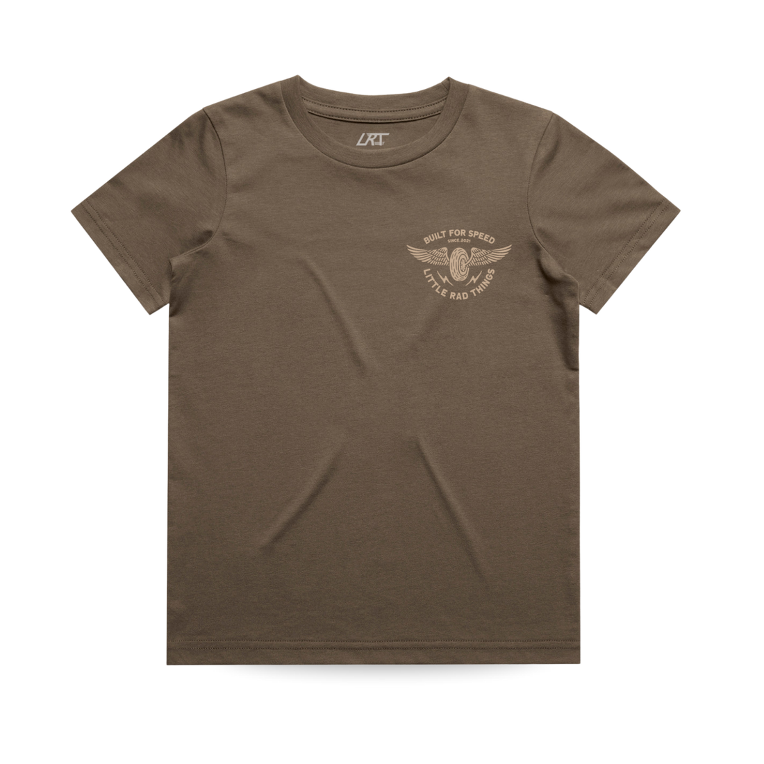 Brown Winged Mechanic Tee front view with logo