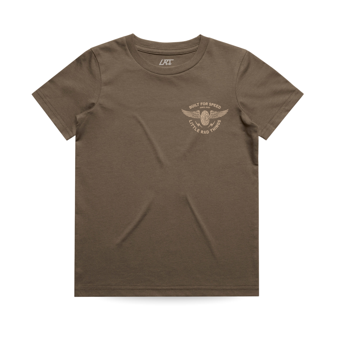 Brown Winged Mechanic Tee front view with logo