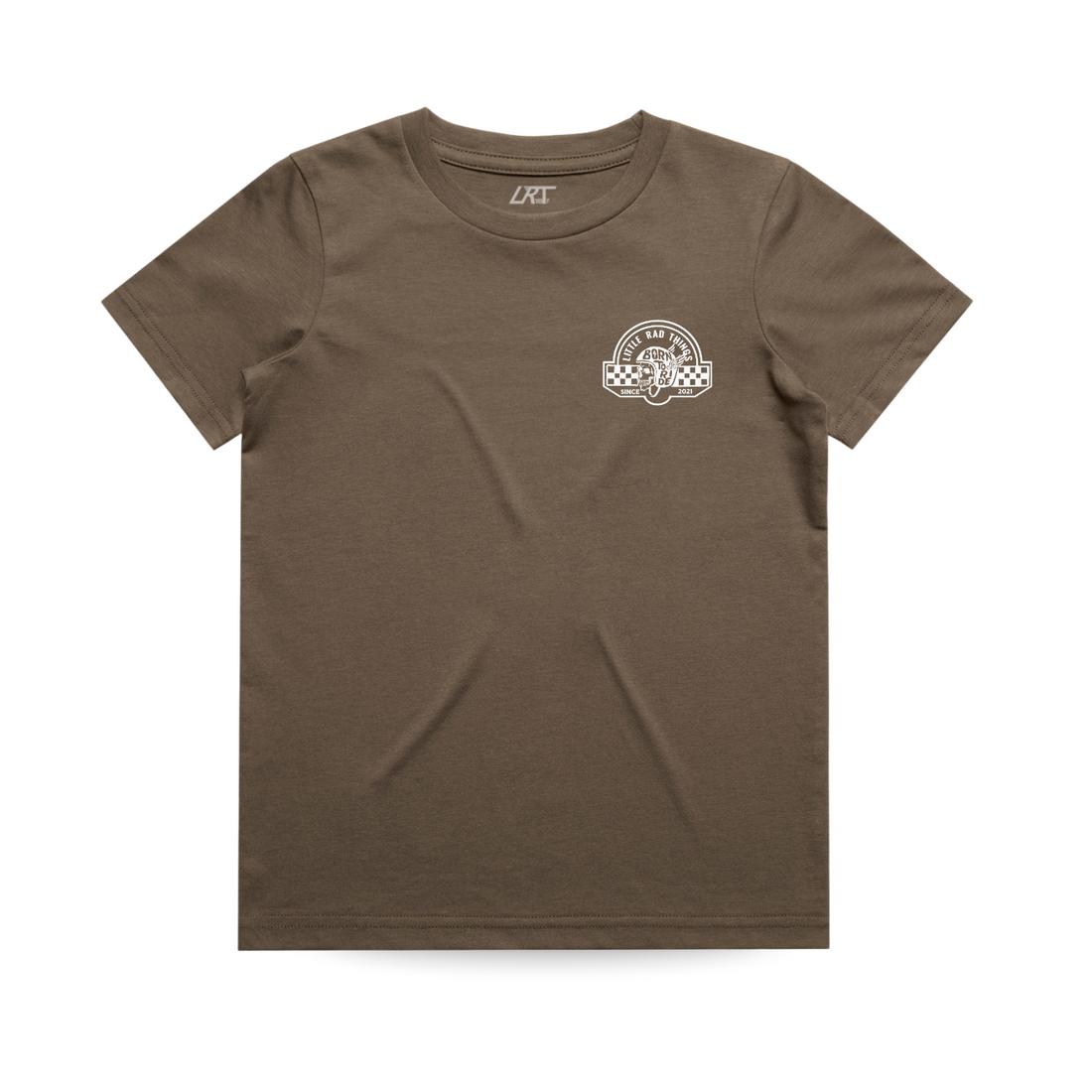 Front of Walnut 'Til Death Do We Ride' Tee with small Born to Ride logo.