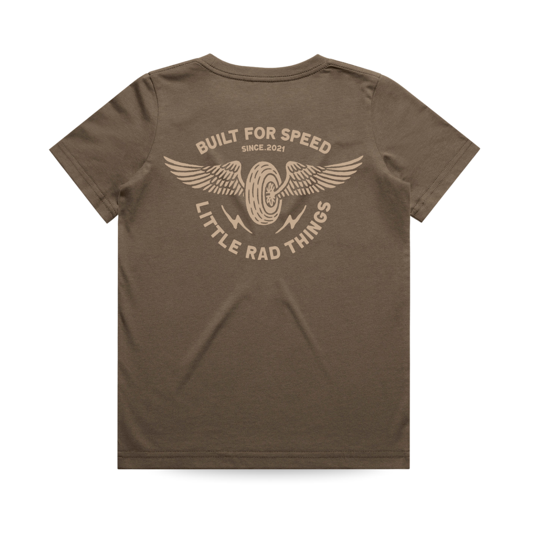 Brown Winged Mechanic Tee back view with cool graphic design