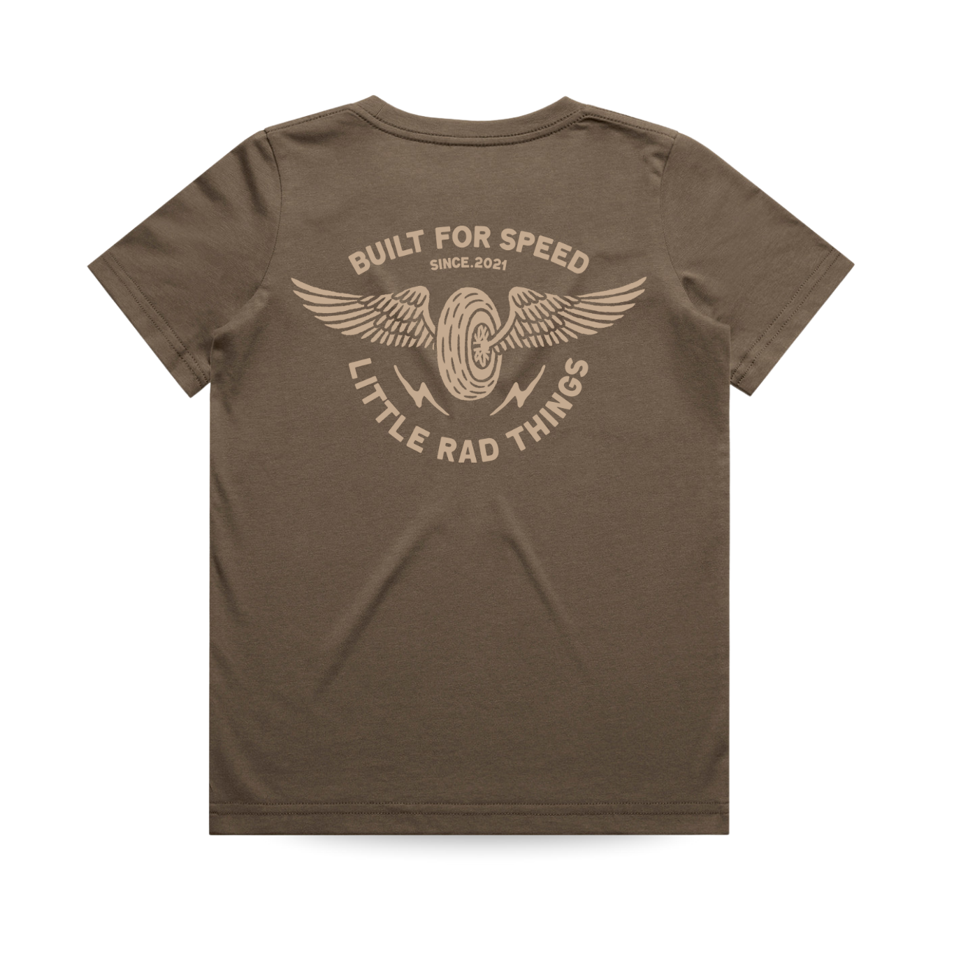 Brown Winged Mechanic Tee back view with cool graphic design
