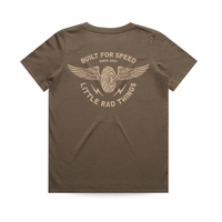 Brown Winged Mechanic Tee back view with cool graphic design