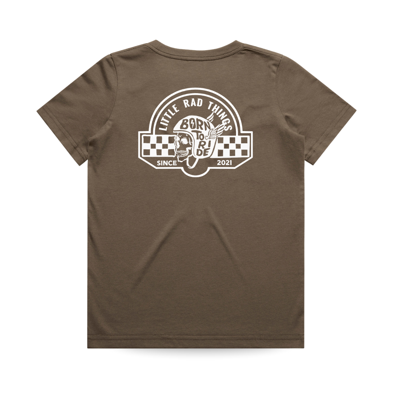 Back of Walnut 'Til Death Do We Ride' Tee with Born to Ride graphic.
