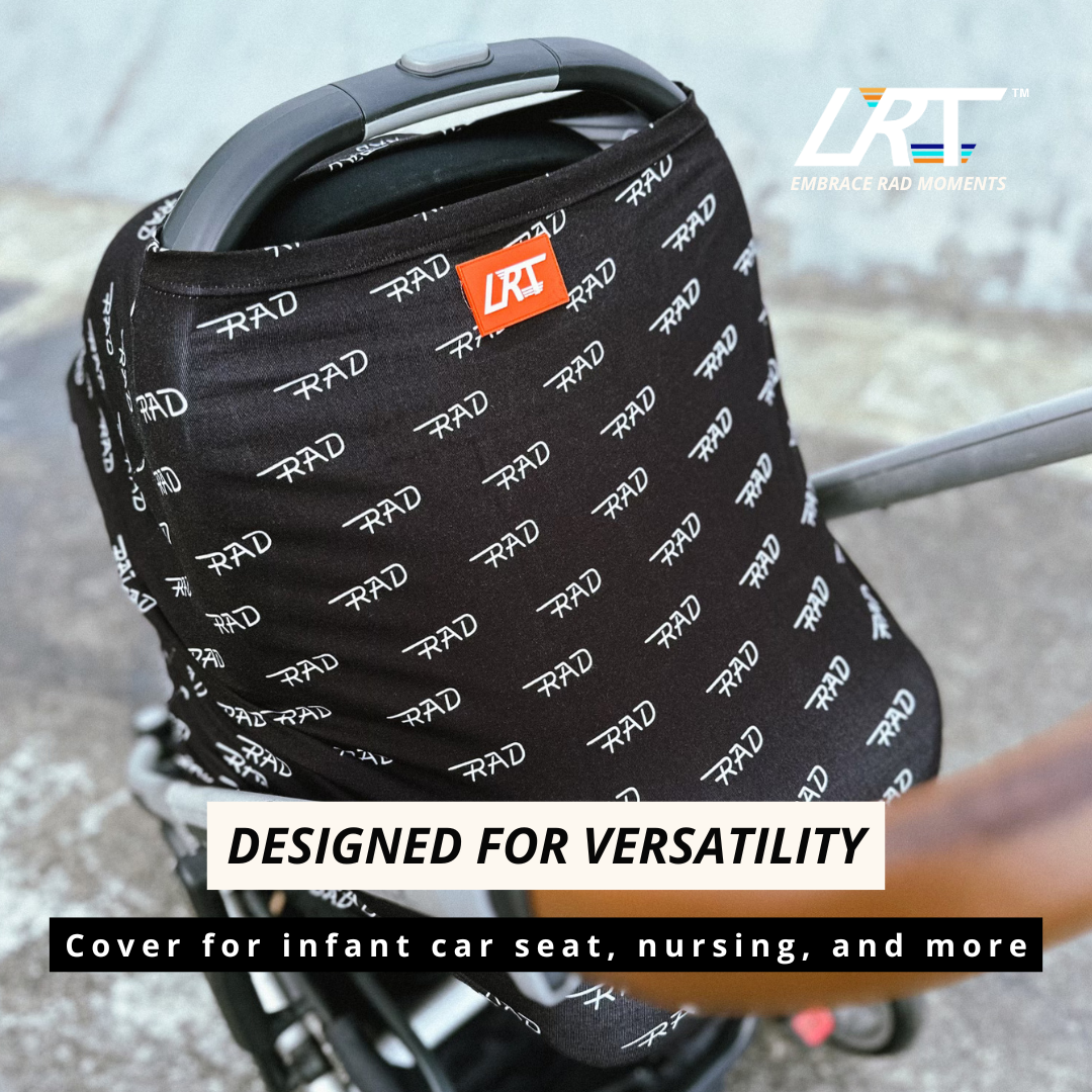 Black multi-use cover with white 'RAD' text and red logo patch.