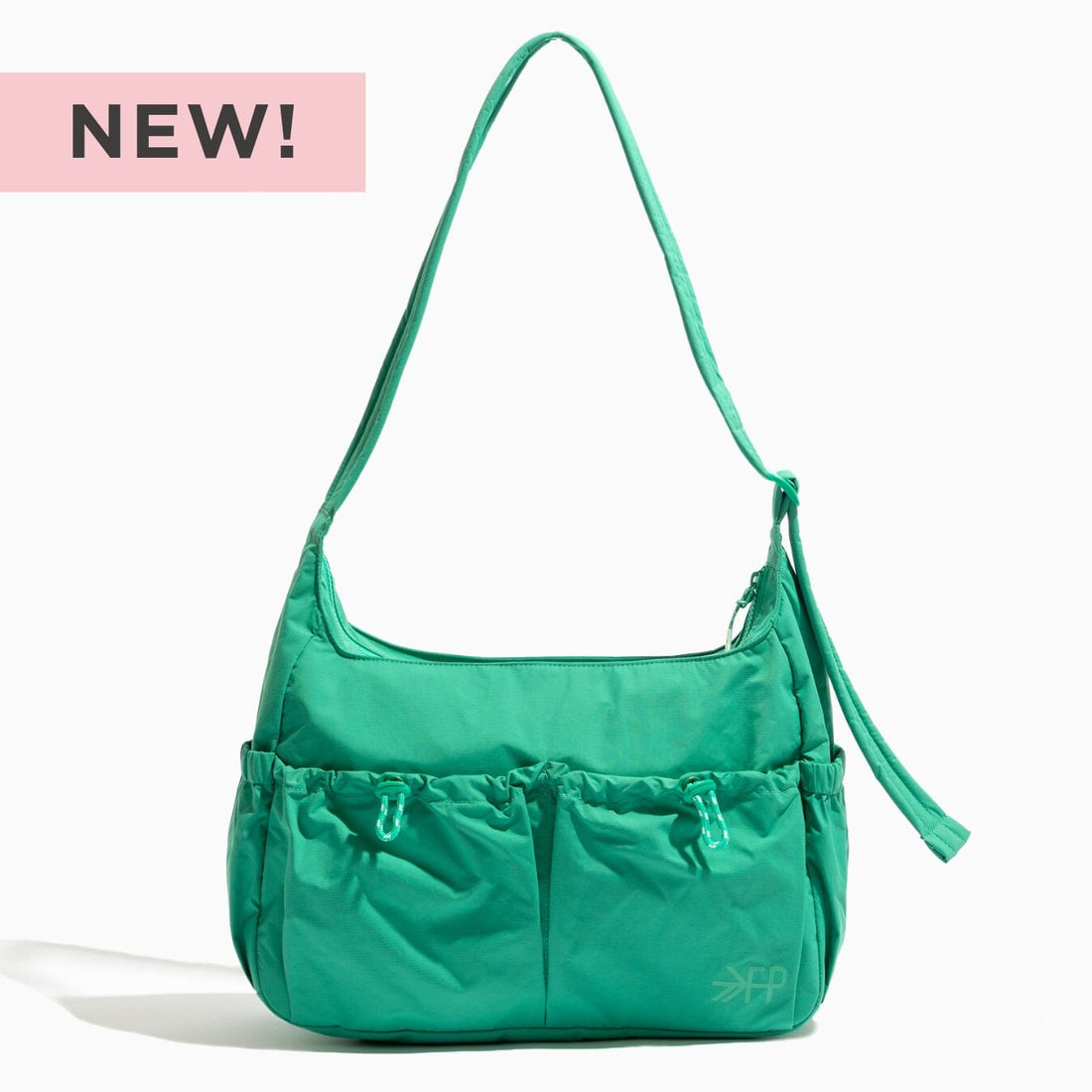 Kelly Motion Carryall Tote in green with a 'New!' banner.