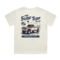 Rad Surf Turf Tee featuring vintage truck graphic on cream shirt