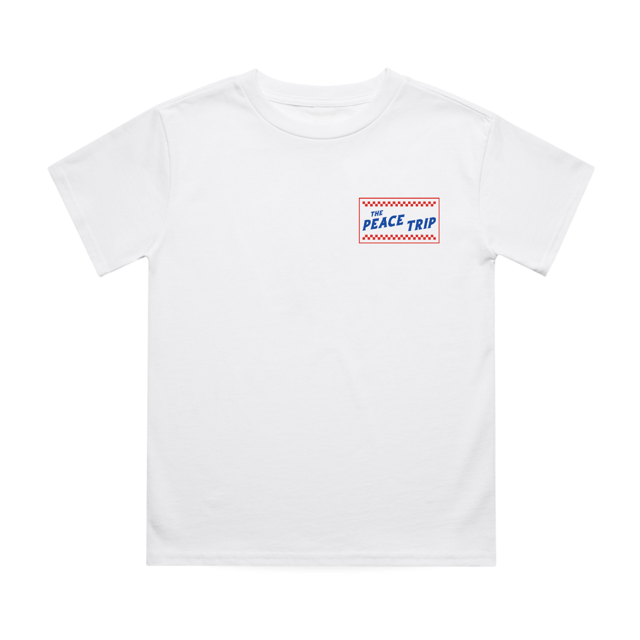 White Peace Trip Tee with small logo on the front