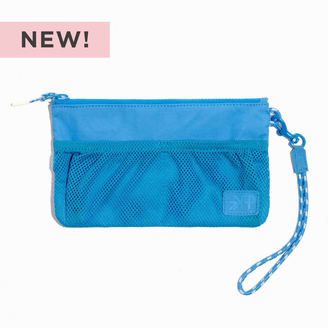 Wave Motion Wristlet Pouch in blue with mesh pocket and wrist strap, NEW!