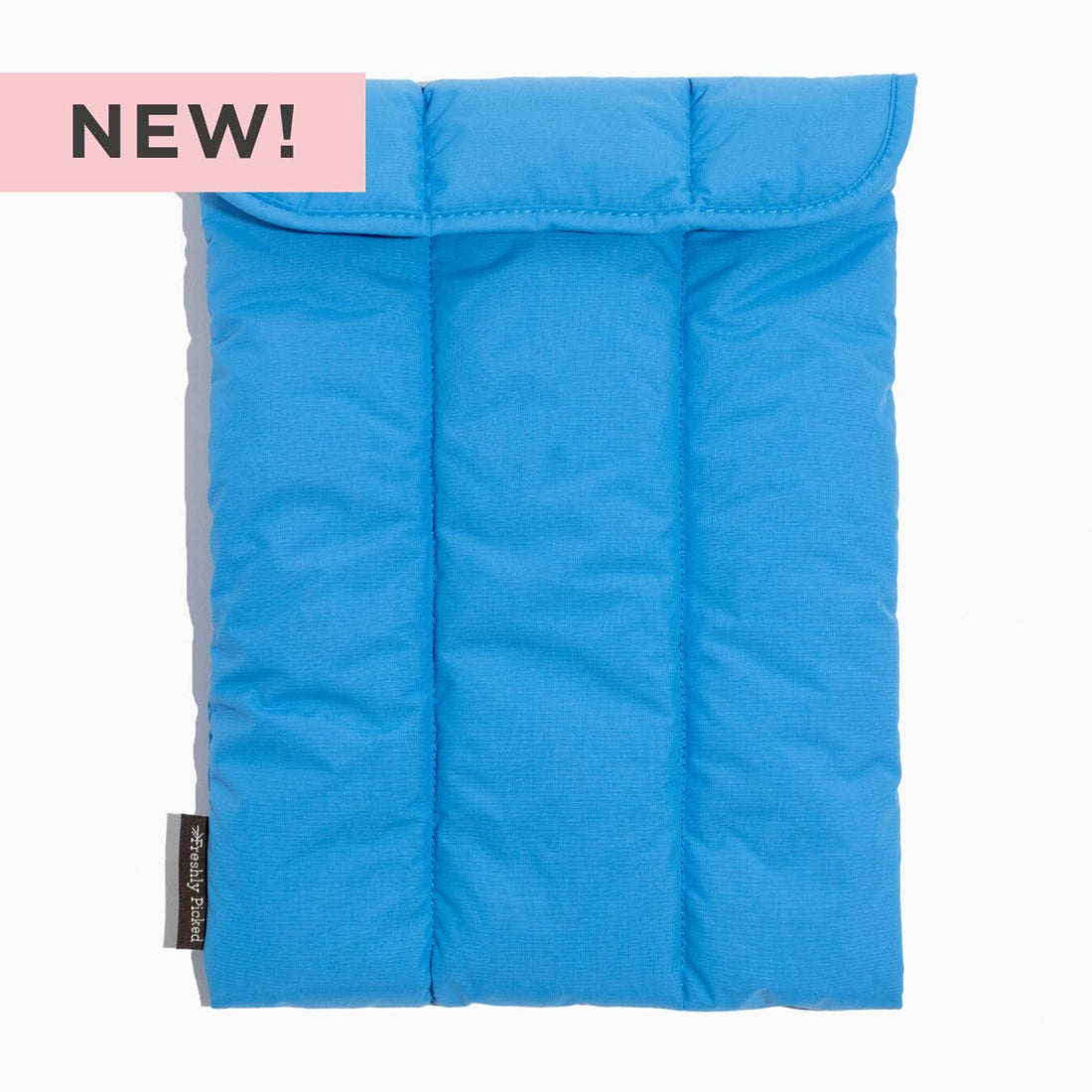 Blue Wave Motion Laptop Sleeve with quilted padding and velcro closure.