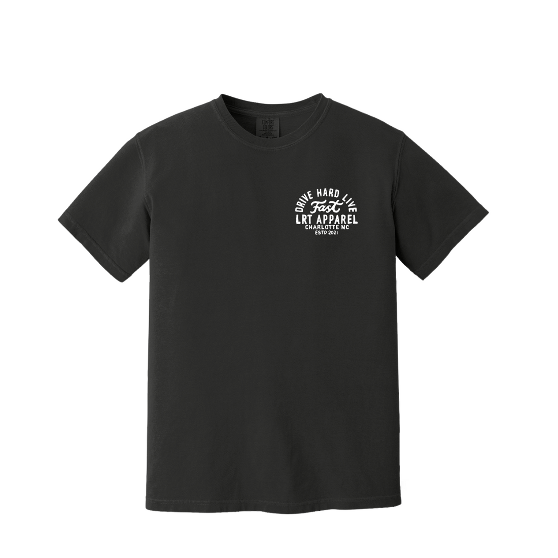 Black Apex graphic tee featuring vintage racing slogan on the front.