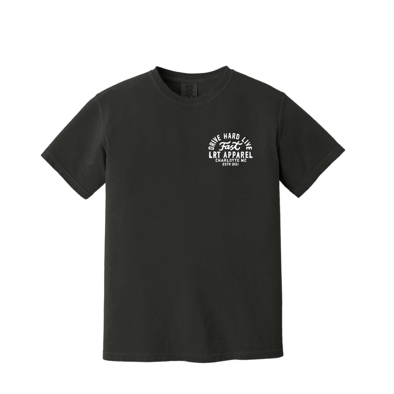 Black Apex graphic tee featuring vintage racing slogan on the front.