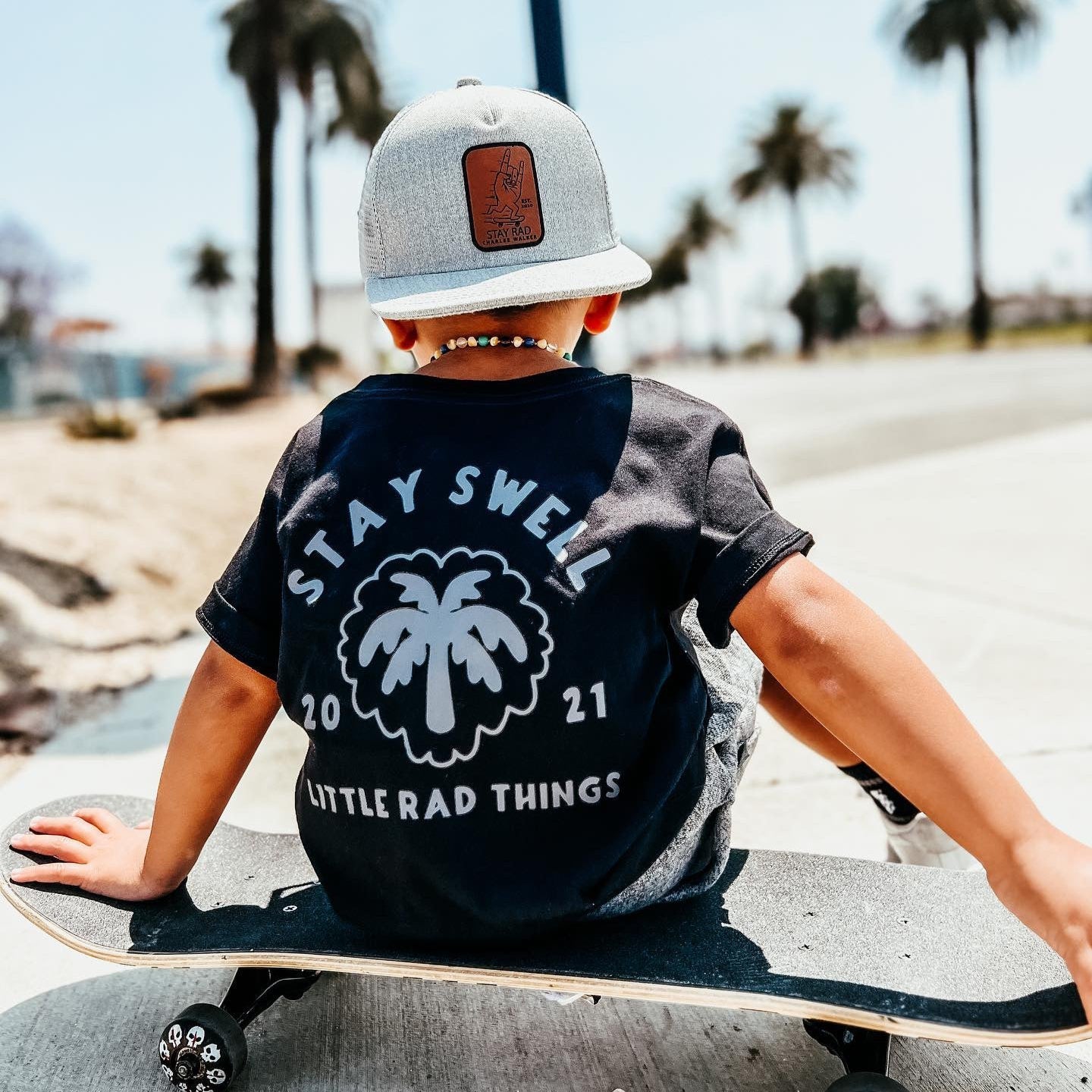 Black Stay Swell graphic tee for kids