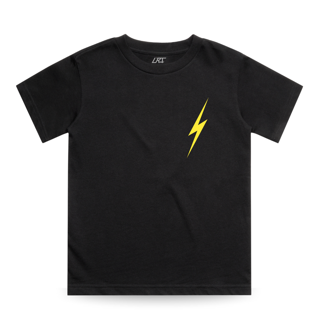 Black Pocket Bolt Tee featuring a yellow lightning bolt on the chest pocket.