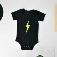 THE SPARK NEON YELLOW ONESIE - BLACK Modern and Trendy Clothes for Rad Kids