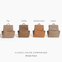 Aspen Classic Diaper Bag II in stone, side view.