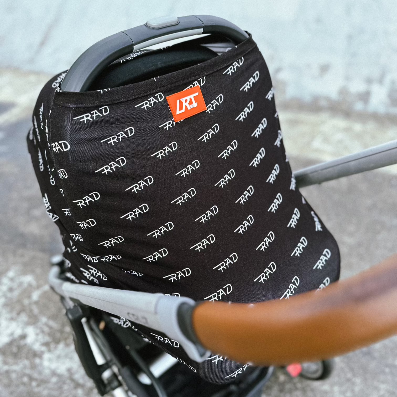 RAD black multi-use cover, baby nursing car seat cover.