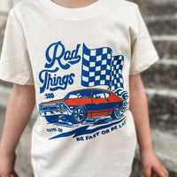 Close-up of Rad Things 500 tee on a child.