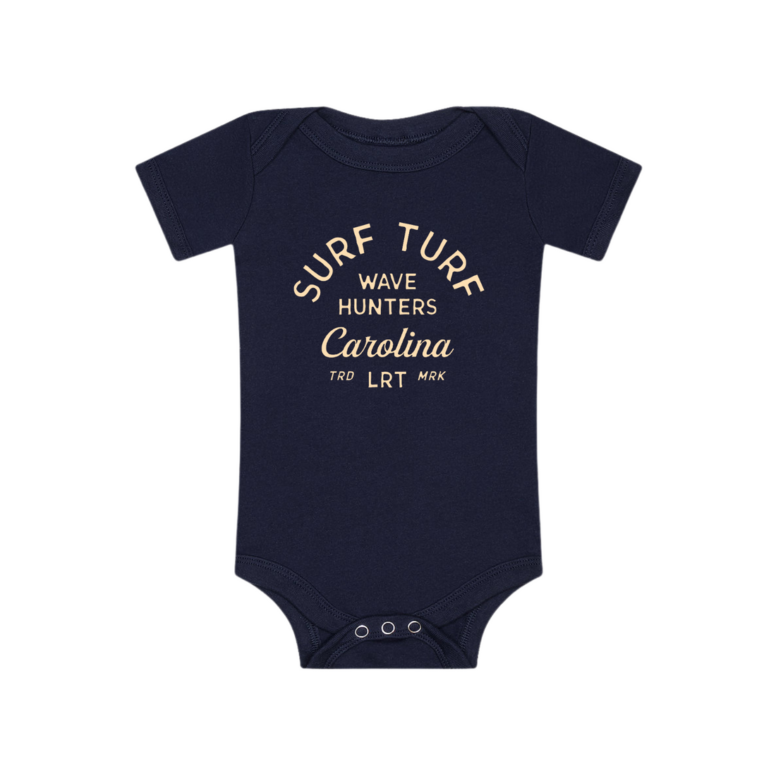 Navy Wave Rider Onesie. Modern rad kids clothes by Ocean Cubs Wear.