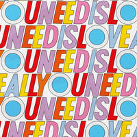 Close-up of the Beatles Loog Gig Bag's "All You Need Is Love" text pattern.