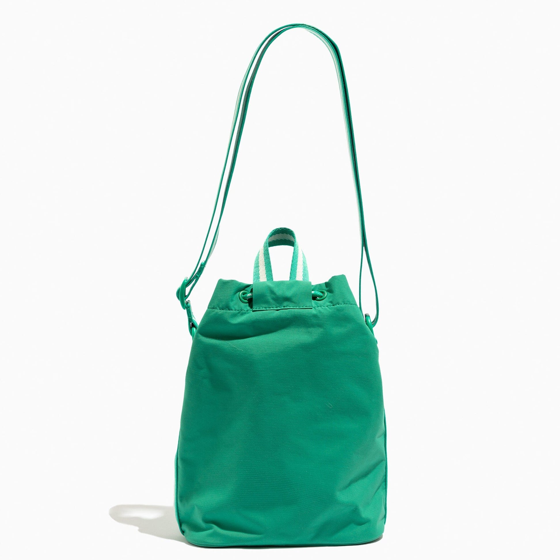 The back of the Kelly Motion Bucket Crossbody bag in green.