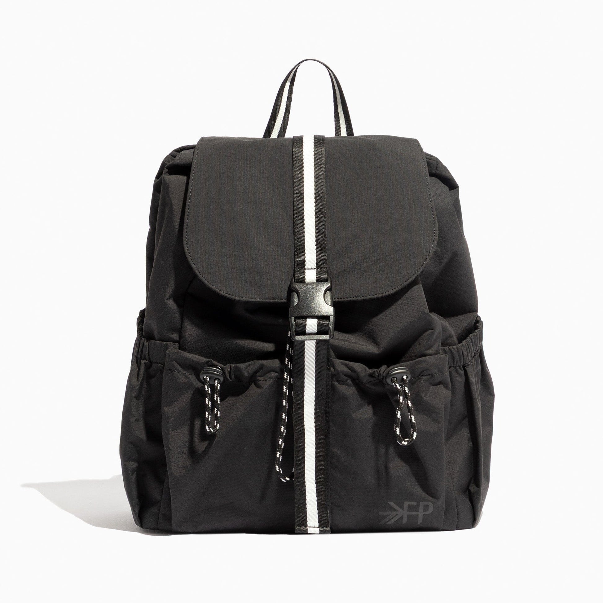 Jet Motion backpack, black, worn over shoulder, walking outdoors