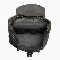 Jet Motion Drawcord Backpack in black, showcasing interior pockets