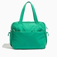 Front view of the Kelly Motion Overnight Duffle in green
