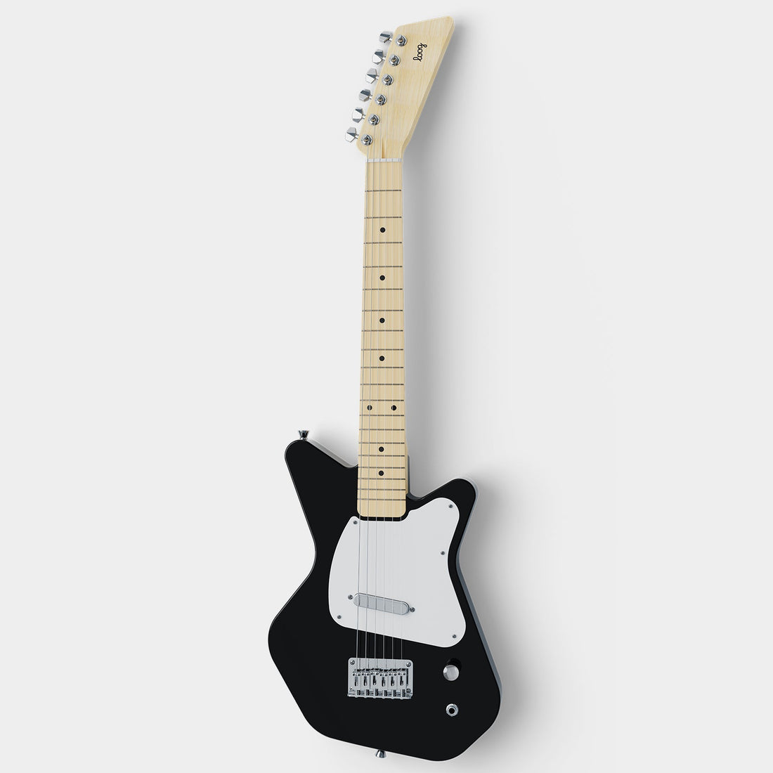 Black Loog Pro 6 Electric short-scale guitar with white pickguard