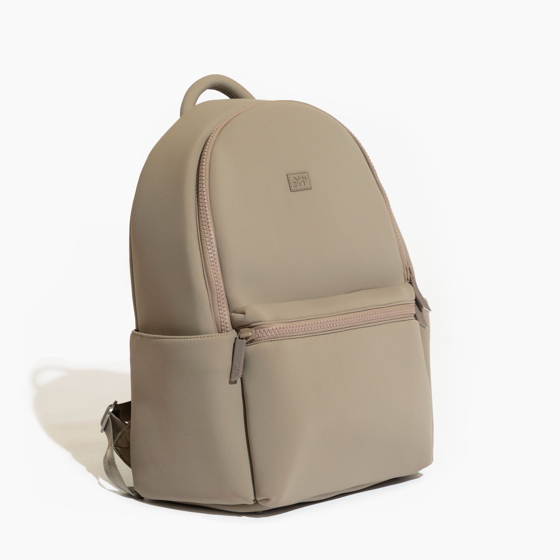 Aspen Seoul Neoprene City Backpack in Sand color, front view.