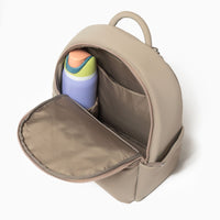 Aspen Seoul Neoprene City Backpack in Sand color, front view.