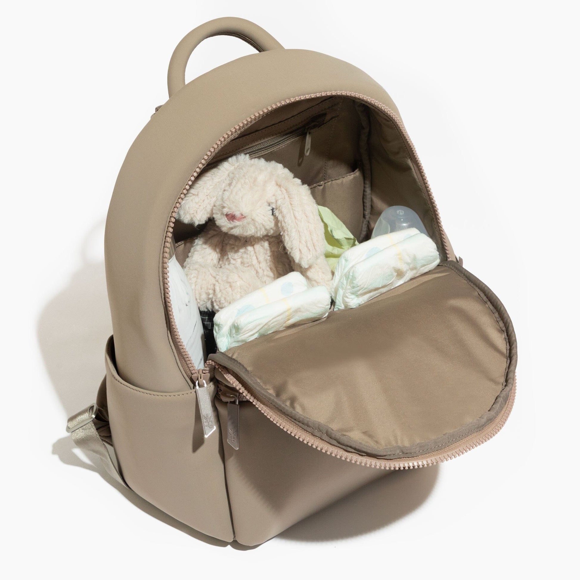 Aspen Seoul Neoprene City Backpack in Sand color, front view.
