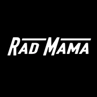 White Rad Mama bumper sticker design on a black background.