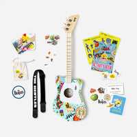 Beatles Loog Mini Guitar with strap, picks, stickers, and activity book