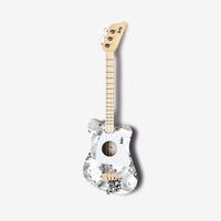 Full view of The Beatles Loog Mini guitar with Beatles character design.