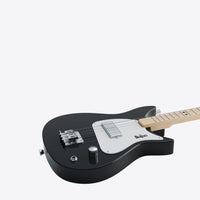 Angled view of the Beatles Loog guitar body and tuning pegs.