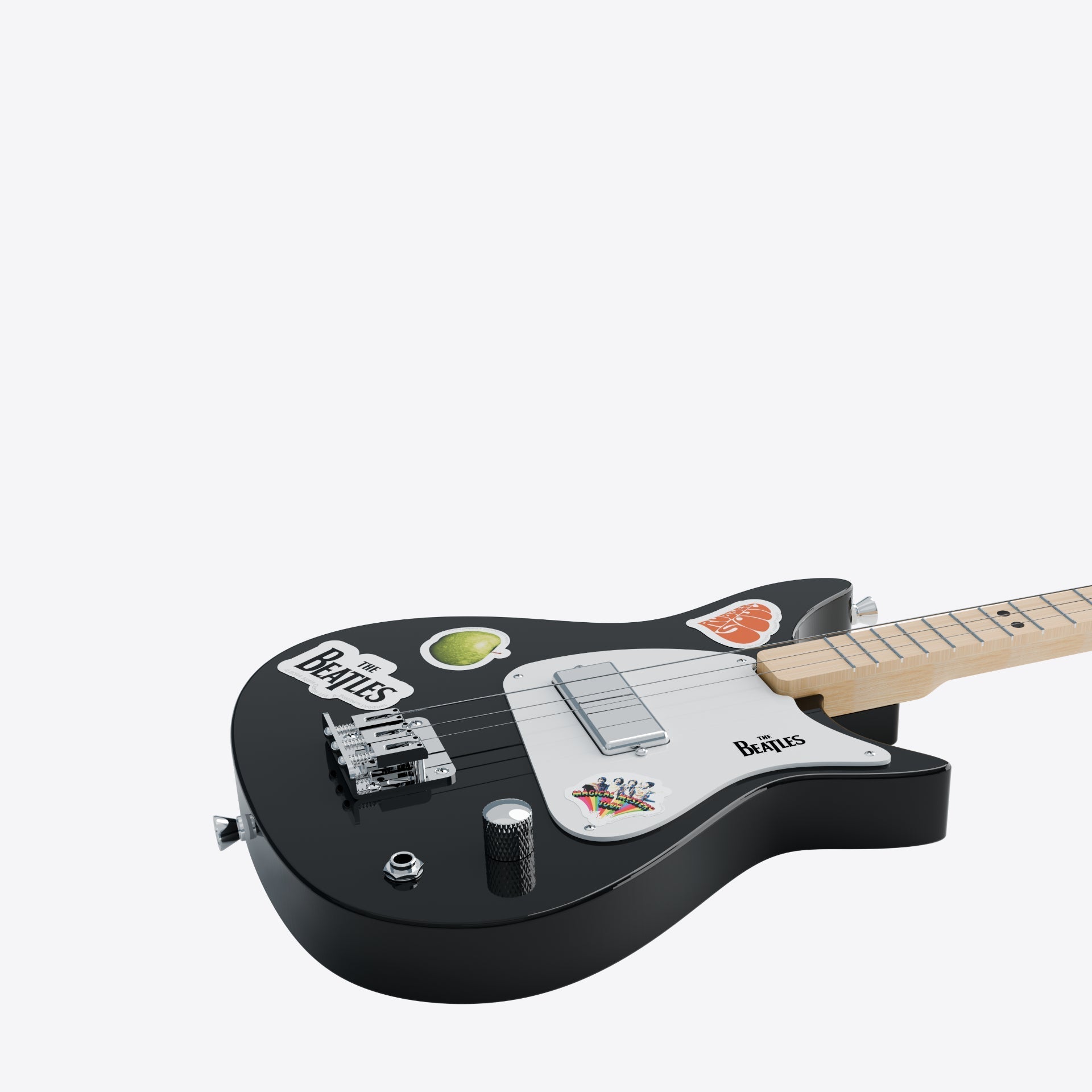 Beatles Loog electric guitar with Beatles themed stickers.