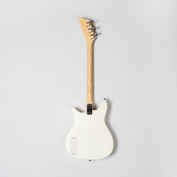 Back view of the white Beatles Loog short-scale electric guitar.
