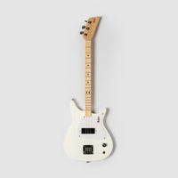 Front view of the white Beatles Loog 3-string electric guitar.